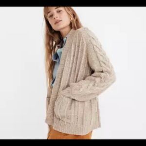 Madewell Bubble Sleeve Cable Knit Cardigan